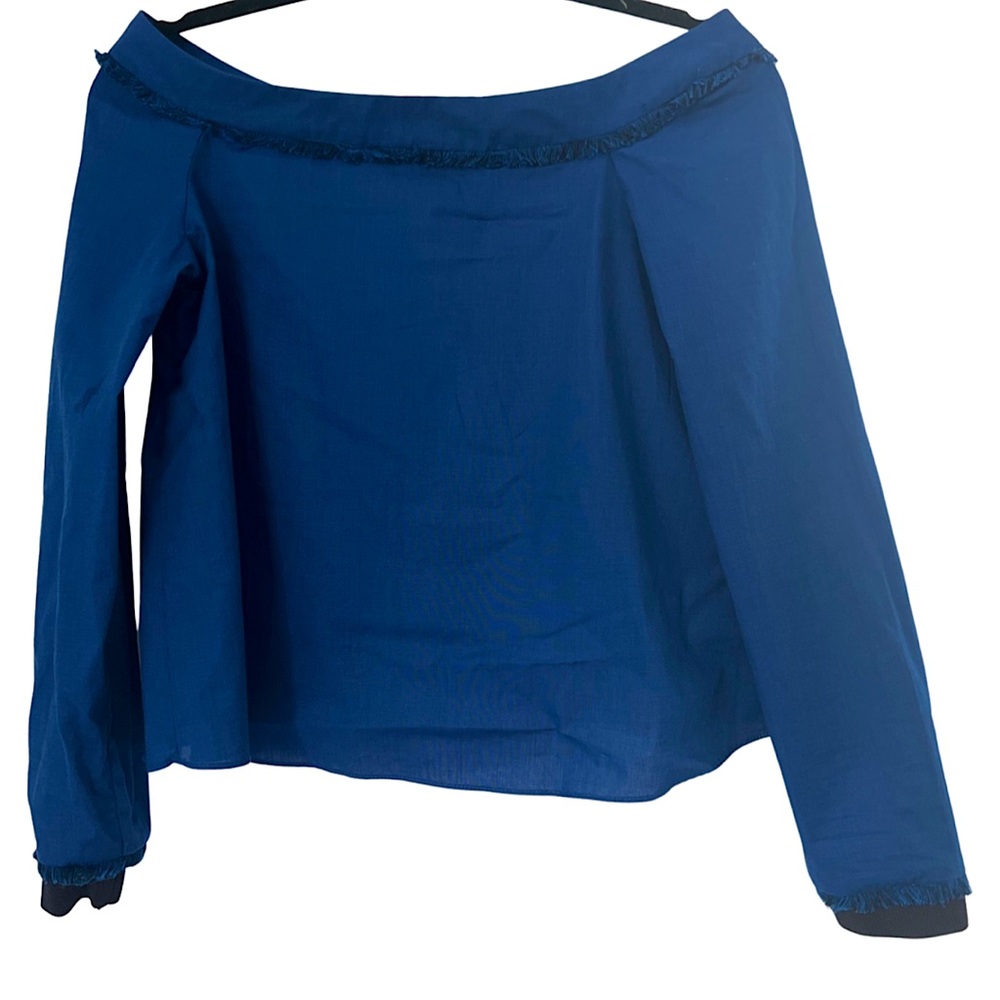 Royal blue blouse shirt crop